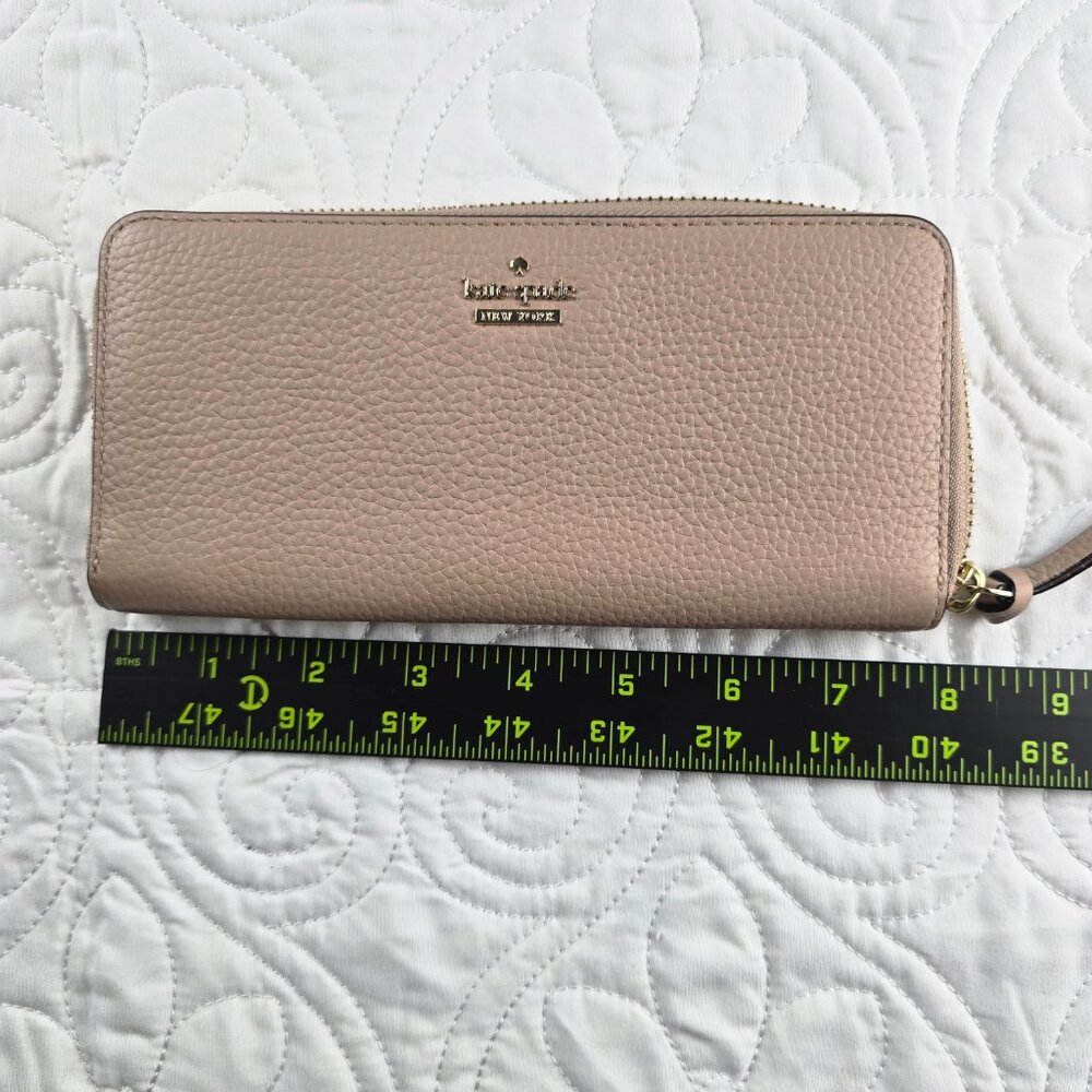 Kate Spade Women's Pink Pebble Leather Continental Zip Wallet - Picture 6 of 6